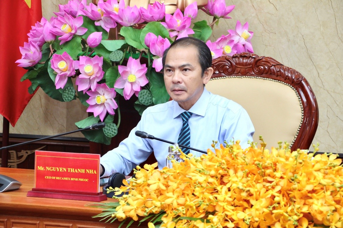 Ông Nguyễn Thanh Nhã – Tổng Giám đốc Công ty CP Phát triển hạ tầng kỹ thuật Becamex – Bình Phước tại hội nghị.